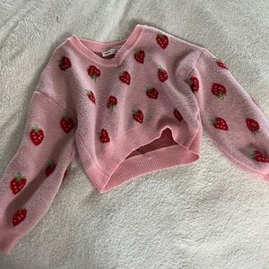 SHEIN Strawberry Crochet Sweater Child Large